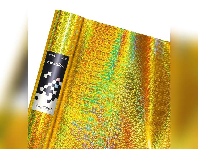 VViViD Mosaic+ Gold Brushed Holographic 1ft x 5ft Crafting Vinyl Crinkle-Free 8yr UV Finish Crafting Vinyl 10