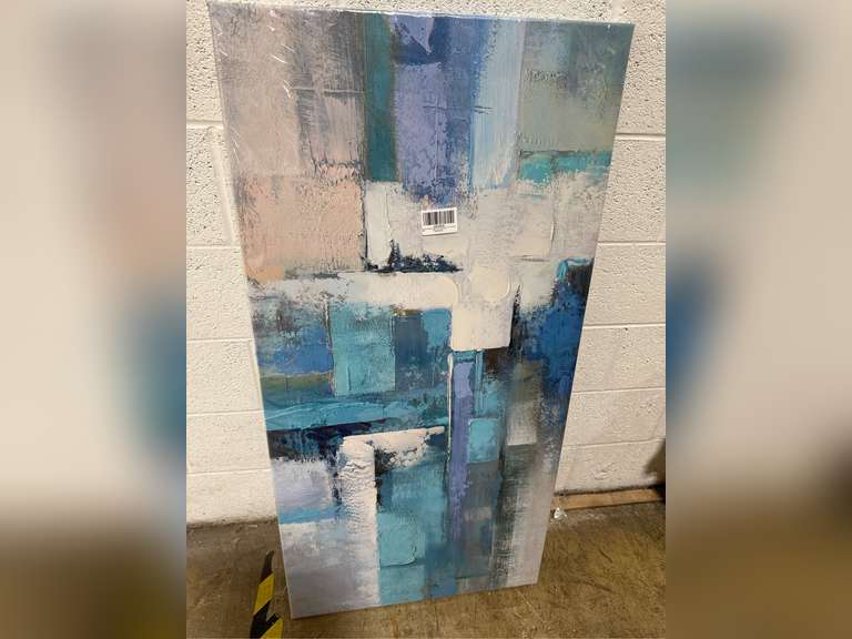 AJAZIKO Blue Wall Art Modern Wall Art for Living Room - Blue Abstract Canvas Wall Art - Ideal for Bedroom, Office Decor, Artwork for Wall Decor, Large Pictures for Living Room 24 48IN 90