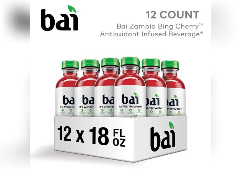 Bai Antioxidant Infused Water Beverage, Zambia Bing Cherry, with Vitamin C and No Artificial Sweeteners, 18 Fluid Ounce Bottle, 12 Pack 20