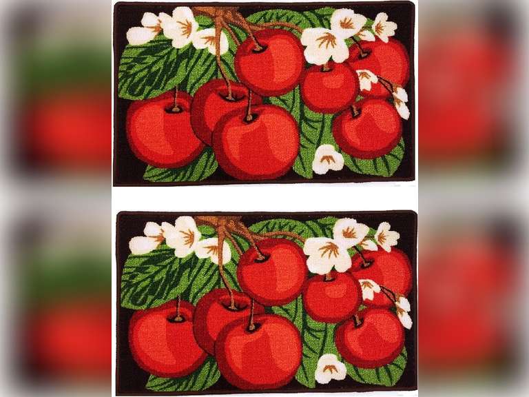 Daniel's Bath & Beyond 2Pc Kitchen Fruit Rug Cherry 23
