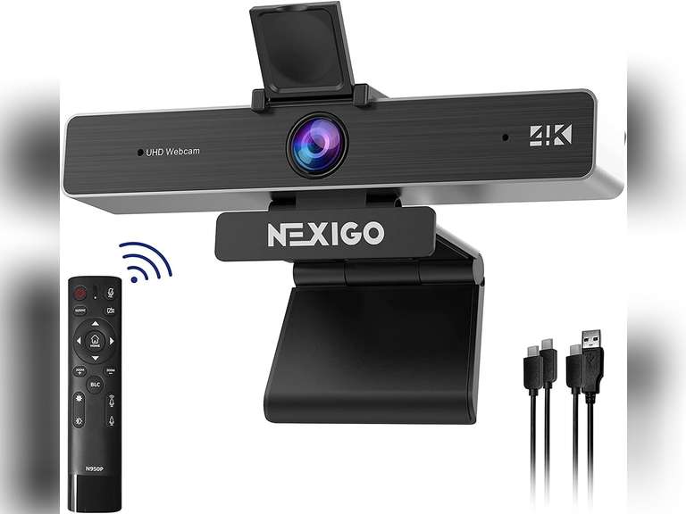 NexiGo Zoom Certified, N950P 4K Zoomable Webcam with Remote Control, Sony_Starvis Sensor, 5X Digital Zoom, Pro Web Camera with Dual Stereo Mics, for Zoom Skype Teams Twitch 130