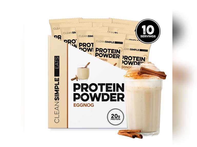 Clean Simple Eats Protein Powder Sticks - Eggnog - 11.6oz/10ct, (best by 07/2026) 29