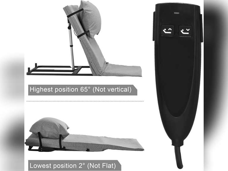 Electric Power Lifting Adjustable Bed Back Rest for Patient Back Lumbar Support, Assist Elderly to Get Out of Bed Easily, Removeable Bedrails with Pocket, 300lbs Capacity 309