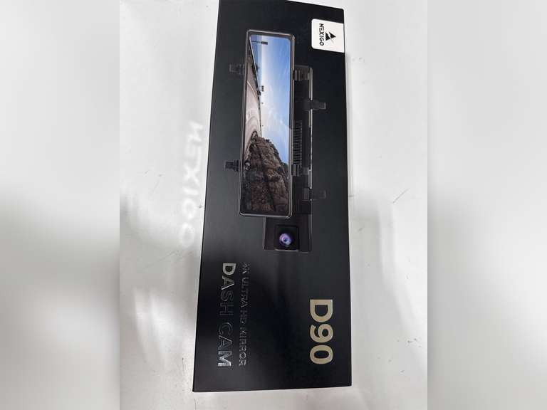 NexiGo D90 True 4K Mirror Dash Cam with Dual Sony_Sensors, 12 Inch IPS Full Touch Split Screen, Super Night Vision, G-Sensor & Emergency Recor 250
