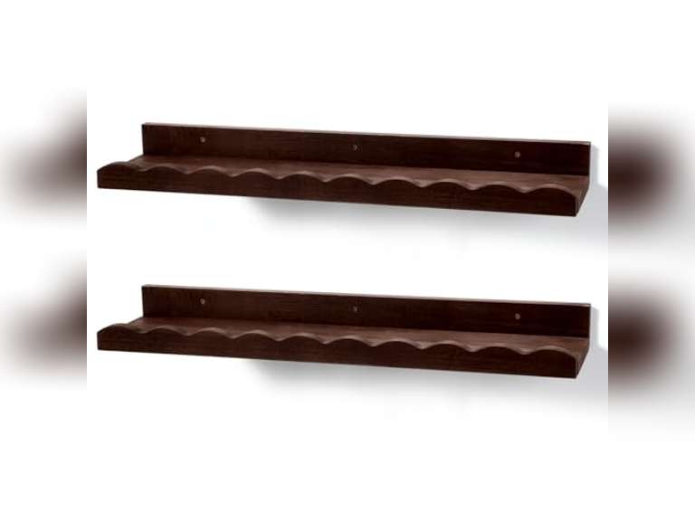 Suzile 2 Pcs Scalloped Shelves Wall Floating Shelves Set for Room, Bathroom, Bedroom, Cute Room Decor Aesthetic and Books, Toys, Photo Frames Storage(23",Walnut Brown) 47