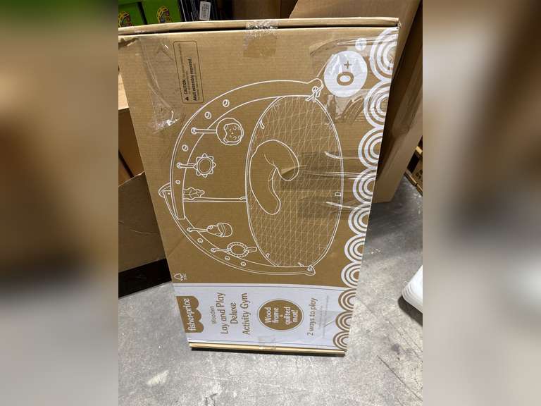 Fisher-Price Wood Baby Playmat Lay & Play Deluxe Activity Gym with Wooden Frame & Tummy Time Sensory Toys for Newborns 0+ Months (packing damage) 90