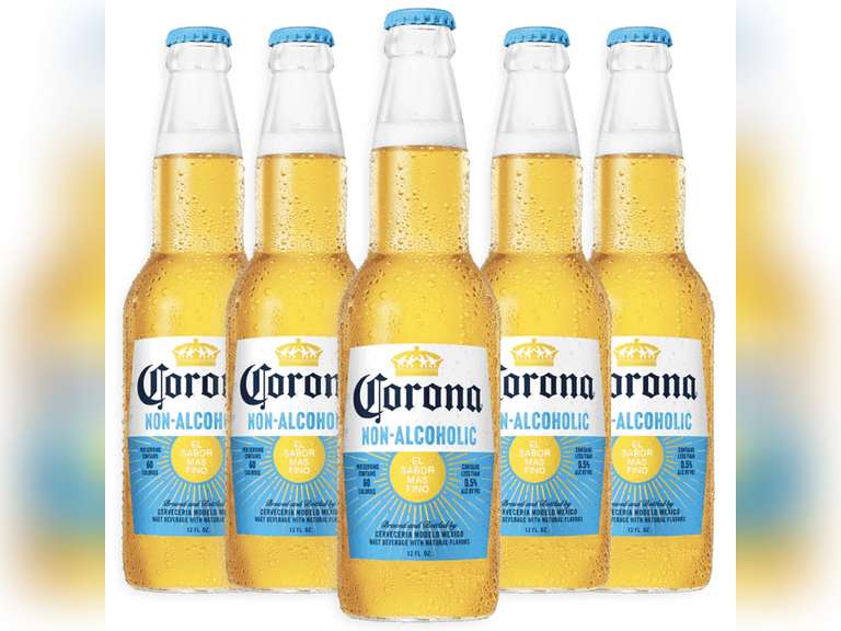 Corona Non-Alcoholic Malt Beverage - 12oz Bottle Mexican Import Brew Low Carb (17.5g) Low Calorie (60) - Refreshing N/A Beer for Any Occasion 5 pcs 30