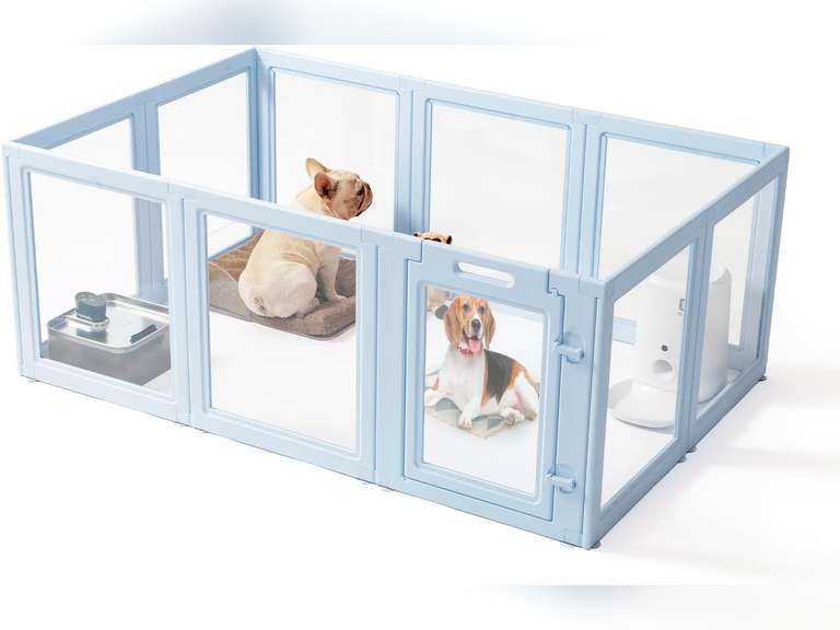 Clear Acrylic Dog Playpen,Transparent DIY Dog Pen,Easy Assembly and Disassembly,Indoor and Outdoor Use,Simple Cleansing Fence (Sky Blue, 60CM, 10 Panel) 179