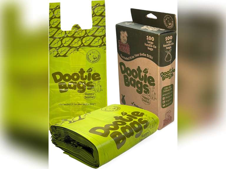 Pooch Approved Dootie Bags - Dog Poop Bags - Tie-Handles - 100 Count Dootie Strong Leakproof Bags - Perfect for Dogs & Cats - Litter - Pet Waste Cleanup - Swivel Bin & GoGo Stik Scoopers 19