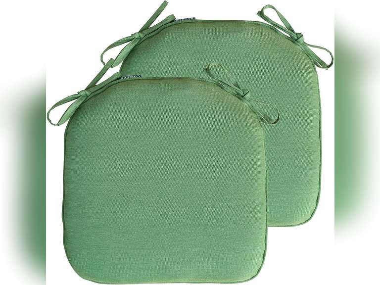Outdoor Non Slip Chair Pad, Bistro U-Shaped Dining Chair Seat Cushions with Ties, 14x14 inch, Set of 2, (Deep Green) 40