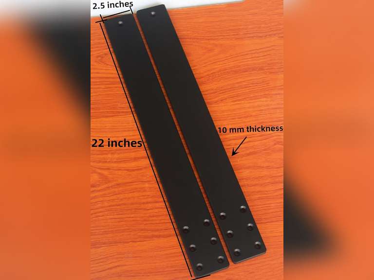 2 Pack L22 x W 2.5" 10mm Thick Hidden Countertop Support Brackets, Straight Steel Countertop Support Brackets Solid Floating Shelf Bracket for Countertops Frosted Black 22