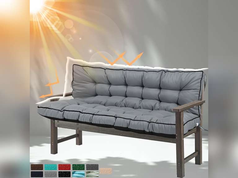 Porch Swing Cushions 3 Seater Replacement, Waterproof Bench Cushions for Outdoor Furniture with Backrest, 4" Thickened Patio Swing Cushion with Ties (Light Grey, 63 * 40 inch) 170