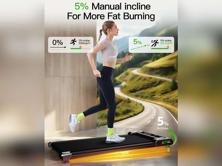 Walking Pad with Incline, Akluer Incline Treadmills for Home, 2.5 HP Under Desk Treadmill Small with Remote Control, Walking Pad Small Treadmill with LED Display 126