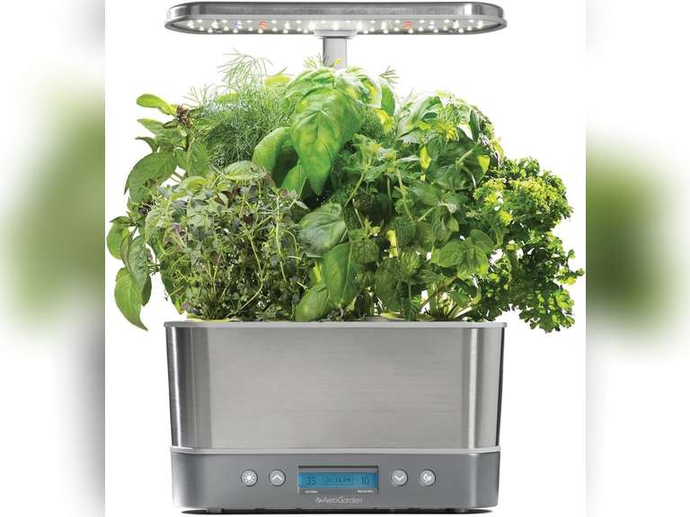 AeroGarden Harvest Elite Indoor Garden Hydroponic System with LED Grow Light and Seed Kit, Holds up to 6 Pods, Stainless Steel 75