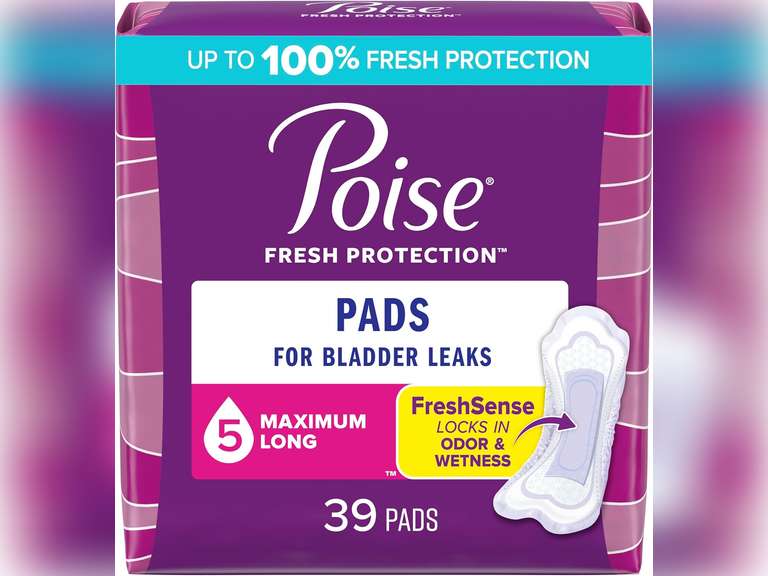 Poise Incontinence Pads & Postpartum Incontinence Pads, 5 Drop Maximum Absorbency, Long Length, 64 Count, Packaging May Vary 22