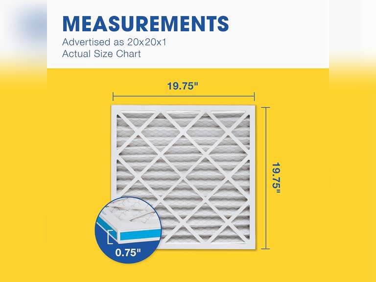 Aerostar 20x20x1 MERV 8 - 6 Count - High Efficiency Pleated HVAC, Furnace & Air Conditioner Filters - Removes Dust, Lint, Mold & Allergy-Causing Pollen 29