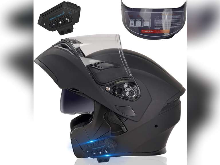 Bluetooth Motorcycle Helmet,Modular Motorcycle Helmet with Bluetooth,DOT Approved Dual Visor Full Face Flip up Bluetooth Integrated Motorcycle Helmets for Adults Men Women 120