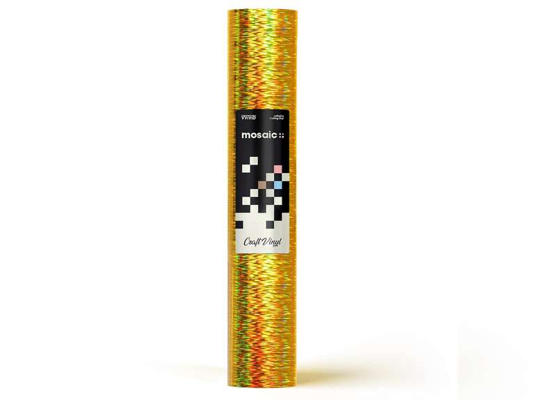 VViViD Mosaic+ Gold Brushed Holographic 1ft x 5ft Crafting Vinyl Crinkle-Free 8yr UV Finish Crafting Vinyl 10