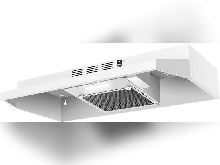 SIMILAR model,SNDOAS 30 inch Under Cabinet Range Hood, Ducted/Ductless Convertible Kitchen Hood, Stainless Steel Vent Hood with LED Light,Under Cabinet Hood with 2 Speed Exhaust Fan,White 73