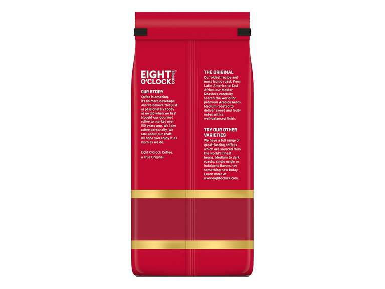 Eight O'Clock Coffee The Original Ground Coffee, Medium Roast, 40 Ounce (Pack of 1) - Sweet, Fruity, Well Balanced Best By:08-30-2024 14