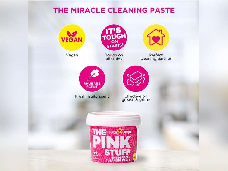 Stardrops - The Pink Stuff - The Miracle Cleaning Paste, Multi-Purpose Spray, Bathroom Foam Spray, Window & Glass Cleaner, and Cream Cleaner Bundle 29