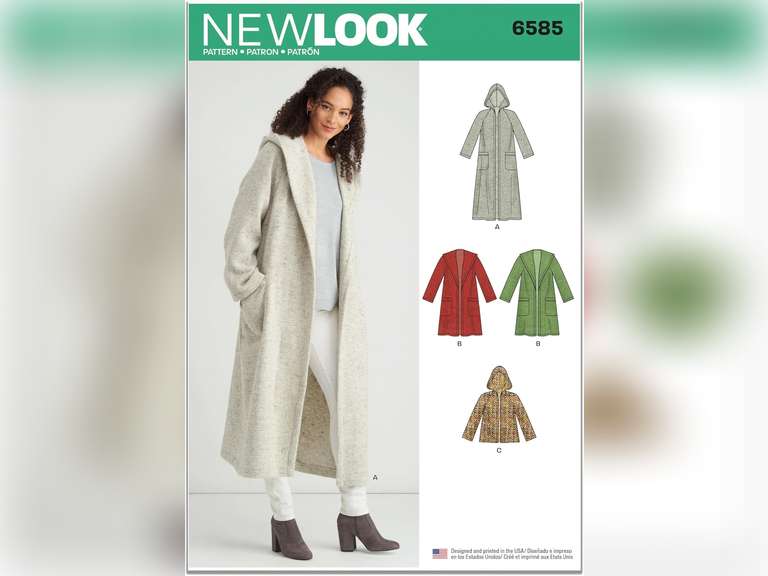 New Look Misses' Coat with Hood Sewing Pattern Packet, Design Code S9129, Sizes XS-S-M-L-XL, Multicolor 9