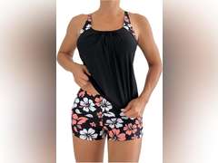 SOLY HUX Women's Tankini Swimsuits 2 Piece Floral Swim Tank Top with Shorts Bathing Suits Summer Beachwear size xl 29