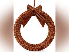 Christmas Velvet Wreath,Velvet Front Door Wreaths Christmas Wall Decor with Bow Holiday Wall Hanging Wreath for Christmas Party Table Fireplaces Porch Walls Decorations (Bronze, 18inch) 36