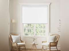 ChrisDowa Cordless 100% Blackout Roller Shade, with Striped Jacquard, Thermal Insulated, UV Protection Fabric, Total Blackout Blinds for Window, French Doors, Home and Office. White, 44" W x 72" H 66