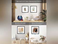 14x14 Square Frame Display Picture 10x10 or 5x7 with Mat or 14x14 without Mat, Solid Wood Acrylic Cover Photo Poster Frames for Gallery Wall Mounting Home D cor Gift, (2 Pack, Black) 37