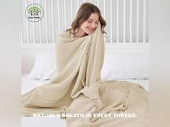 Cosy Family 4 Layer Muslin Bed Blanket - Breathable and Lightweight Gauze Boho Blanket for Spring, Soft 100% Cotton Muslin Blanket, Light Tan, 55x80 Inches 19