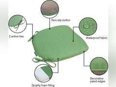 Outdoor Non Slip Chair Pad, Bistro U-Shaped Dining Chair Seat Cushions with Ties, 14x14 inch, Set of 2, (Deep Green) 40