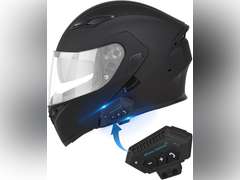 Bluetooth Motorcycle Helmet,Modular Motorcycle Helmet with Bluetooth,DOT Approved Dual Visor Full Face Flip up Bluetooth Integrated Motorcycle Helmets for Adults Men Women 120