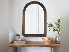 LOSOUR Arched Mirror, Farmhouse Decor Solid Wood Frame Wall Mirror, Bathroom Mirrors, Large Vintage Mirror for Bathroom, Living Room,Bedroom, Entryway, Hallway,Foyer (Coffee, 20inch*30inch) 60