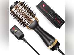 Hair Dryers Brush, 3 in 1 Hot Air Brushes Brush for Blowing, Straightening, Curling with ALCI Safety Plug One Step Hair Dryer & Volumizer Negative Ionic Technology for All Type Hair(Gold) 77