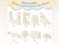 16Pcs Modular Kids Play Couch,Kid Furniture Foam Sofa for Playroom,Kids Couch Building Fort, Convertible Foam Sofa Cushion for Boys and Girls (Beige) 120
