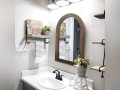 LOSOUR Arched Mirror, Farmhouse Decor Solid Wood Frame Wall Mirror, Bathroom Mirrors, Large Vintage Mirror for Bathroom, Living Room,Bedroom, Entryway, Hallway,Foyer (Coffee, 20inch*30inch) 60