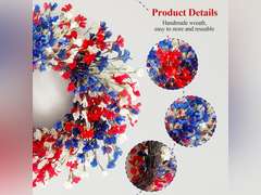 24 Inch Patriotic Wreaths for Front Door, 4th of July Wreath Summer Forsythia Wreath for Memorial Day Independence Day Farmhouse Porch Window Door Decor 50