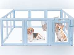 Clear Acrylic Dog Playpen,Transparent DIY Dog Pen,Easy Assembly and Disassembly,Indoor and Outdoor Use,Simple Cleansing Fence (Sky Blue, 60CM, 10 Panel) 179