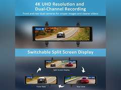 NexiGo D90 True 4K Mirror Dash Cam with Dual Sony_Sensors, 12 Inch IPS Full Touch Split Screen, Super Night Vision, G-Sensor & Emergency Recor 250