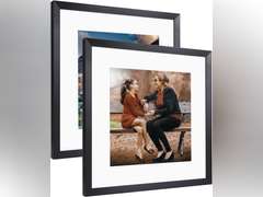 14x14 Square Frame Display Picture 10x10 or 5x7 with Mat or 14x14 without Mat, Solid Wood Acrylic Cover Photo Poster Frames for Gallery Wall Mounting Home D cor Gift, (2 Pack, Black) 37