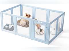 Clear Acrylic Dog Playpen,Transparent DIY Dog Pen,Easy Assembly and Disassembly,Indoor and Outdoor Use,Simple Cleansing Fence (Sky Blue, 60CM, 10 Panel) 179