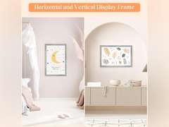 16x24 Wood Frame Grey, Rustic Natural 24x16in Woodgrain Picture Poster Frame, Modern Gray 16 x 24inch Gallery Wall Pic Photo Frame with HD Plexiglass, Horizontal Vertical Wall Mounting Display 1pcs 32