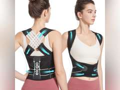 Posture Corrector,Suitable for Men and Women Upper and Lower Back Pain Relief - Scoliosis, Hunchback, Eicgo Adjustable Posture Corrector belt,Comfortable and Breathable Back Straightener (Black, Large) 33