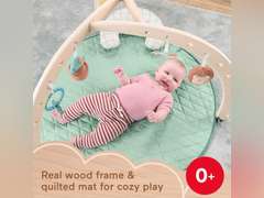 Fisher-Price Wood Baby Playmat Lay & Play Deluxe Activity Gym with Wooden Frame & Tummy Time Sensory Toys for Newborns 0+ Months (packing damage) 90