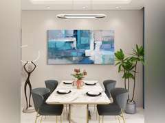 AJAZIKO Blue Wall Art Modern Wall Art for Living Room - Blue Abstract Canvas Wall Art - Ideal for Bedroom, Office Decor, Artwork for Wall Decor, Large Pictures for Living Room 24 48IN 90