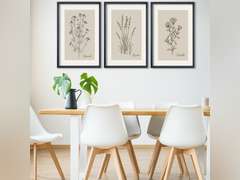 Vintage Antique Garden Wildflowers Sign Wall Art Decor 24"x16" Set Of 3 Living Room Soild Wood Framed Farmhouse Bedroom Modren Minimalist Floral Botanical Flowers Wall Hanging (Black) 59