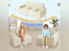 16Pcs Modular Kids Play Couch,Kid Furniture Foam Sofa for Playroom,Kids Couch Building Fort, Convertible Foam Sofa Cushion for Boys and Girls (Beige) 120