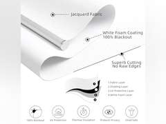 ChrisDowa Cordless 100% Blackout Roller Shade, with Striped Jacquard, Thermal Insulated, UV Protection Fabric, Total Blackout Blinds for Window, French Doors, Home and Office. White, 44" W x 72" H 66