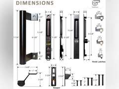 Sliding Glass Door Handle Set with Lock - Easy to Install,Patio Sliding Door Handle Fits for 1 to 1-1/8 Door Thickness,6-5/8" Screw Hole Spacing,Perfectly Replacement for Old Handle(Black) 23